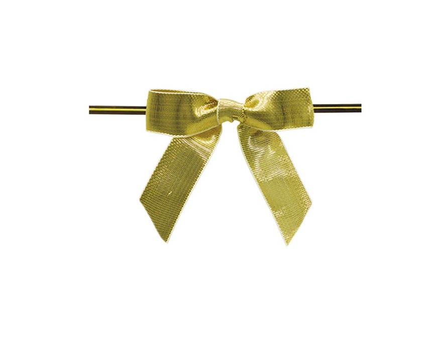 Metallic Gold - Bow with Twist Tie - 3-1/2" Width Bow - 4" Twist Tie