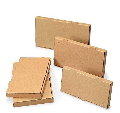 W Packaging 14"x7" Kraft Compostable Eco-Friendly Pizza Boxes – 1.5" Deep, E-Flute, 50 Pack, SKU WPFB14X7KE