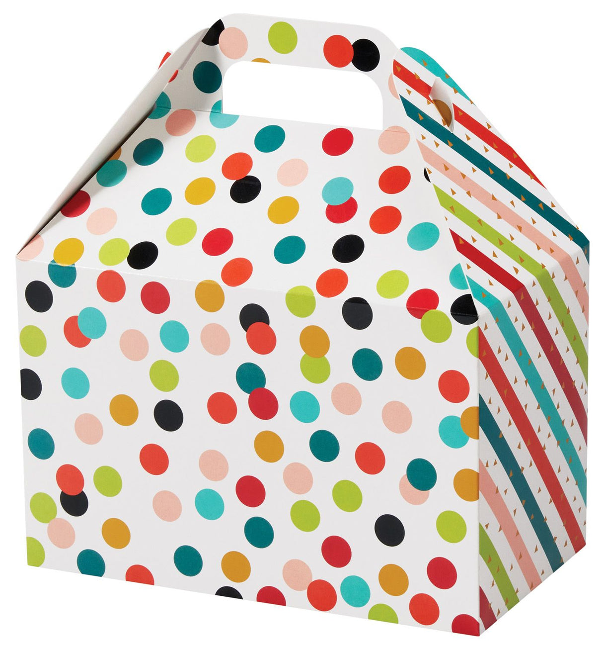 Painted Dots & Stripes - Gable Box - 8-1/2 x 5 x 5-1/2"