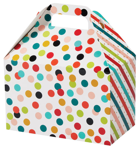 Painted Dots & Stripes - Gable Box - 8-1/2 x 5 x 5-1/2"