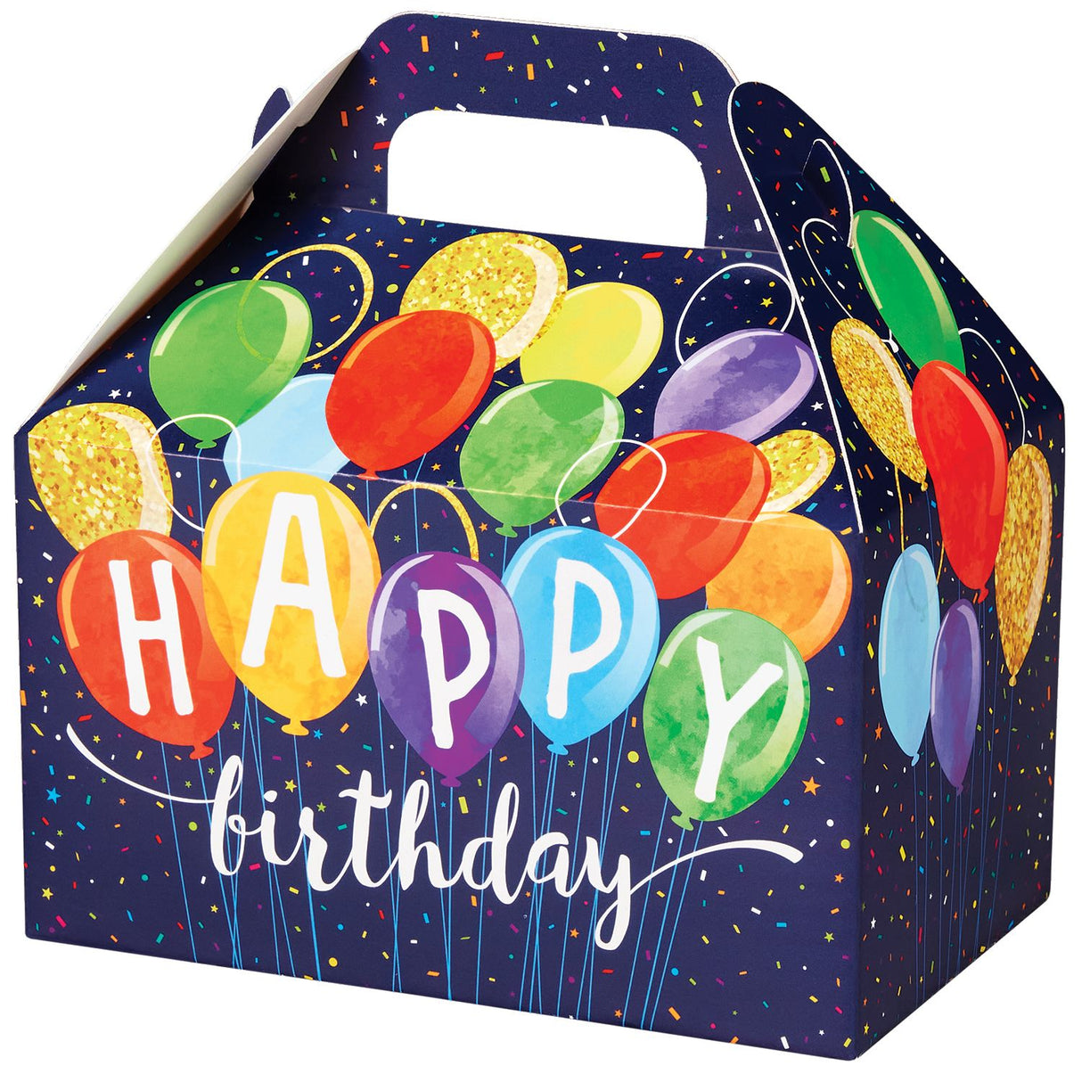 Happy Birthday Balloons - Party Favor Gable Box - 6 x 3-3/4 x 3-1/2"
