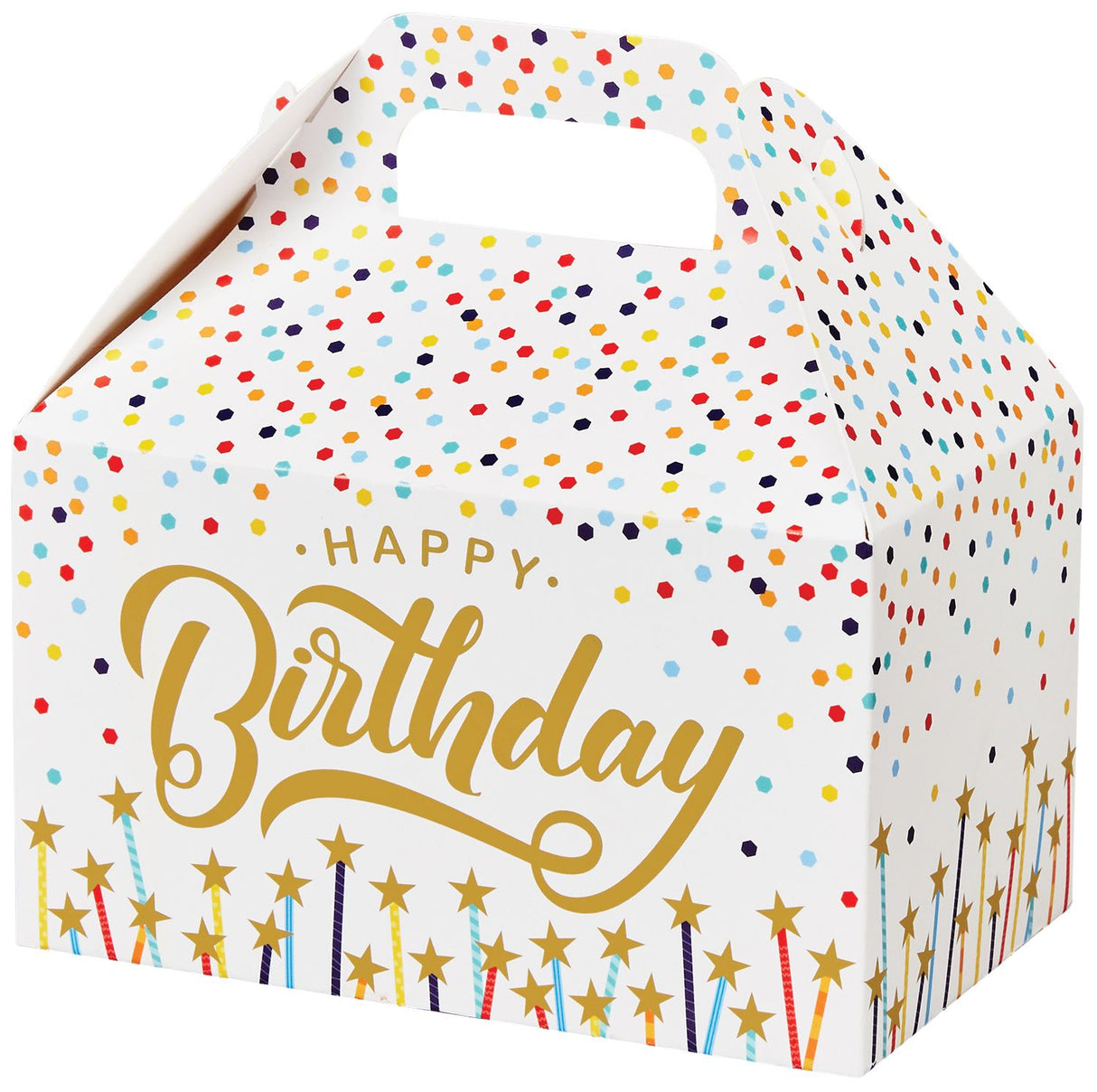 Happy Birthday Stars - Party Favor Gable Box - 6 x 3-3/4 x 3-1/2"