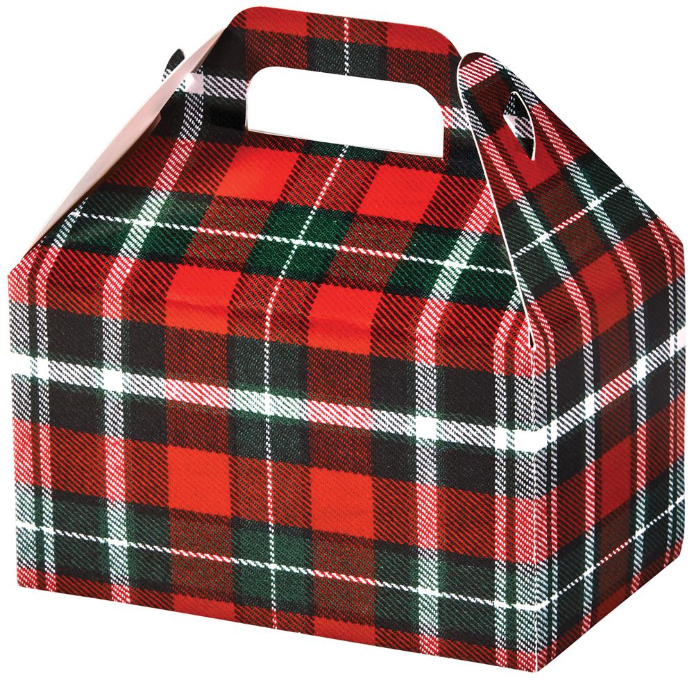 Christmas Plaid - Party Favor Gable Box - 6 x 3-3/4 x 3-1/2"