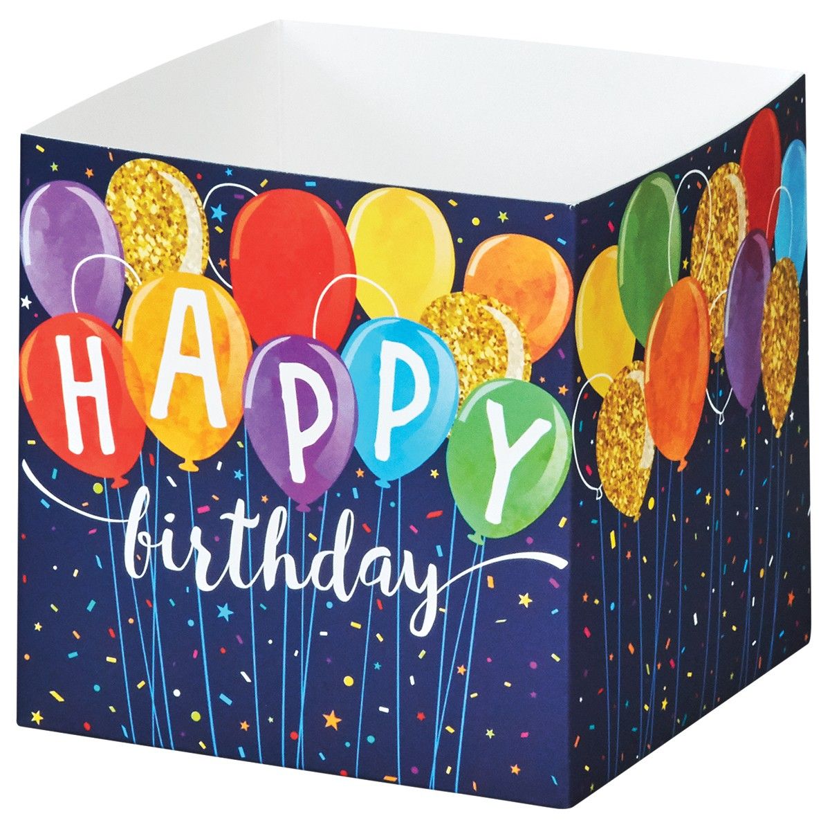 Happy Birthday Balloons - Square Party Favor Gift Box - 3-3/4 x 3-3/4 x 3-3/4"