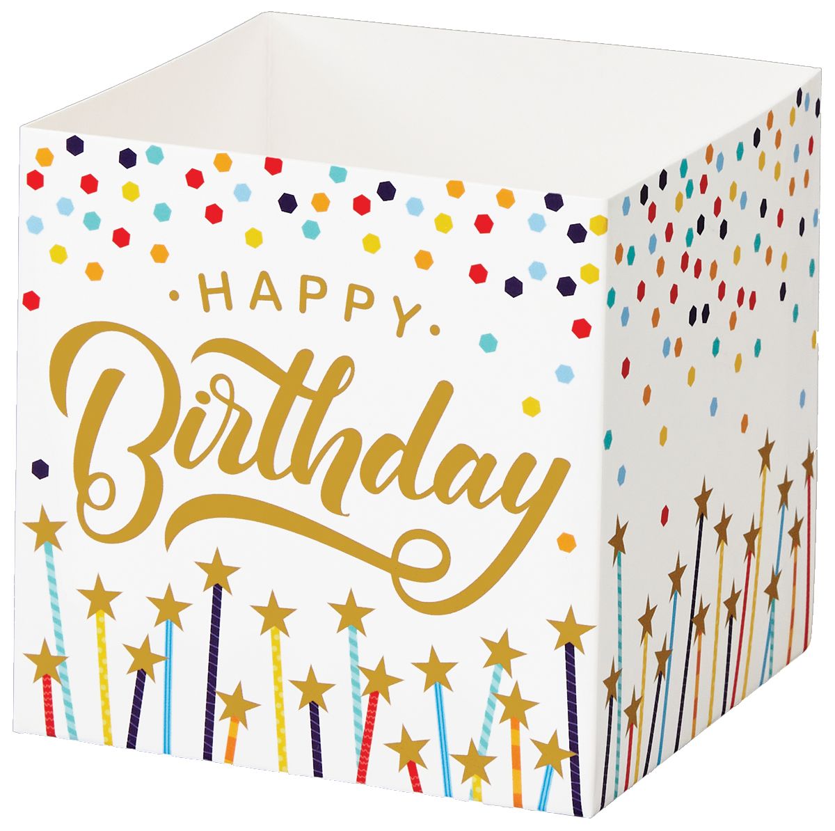 Happy Birthday Stars - Square Party Favor Gift Box - 3-3/4 x 3-3/4 x 3-3/4"