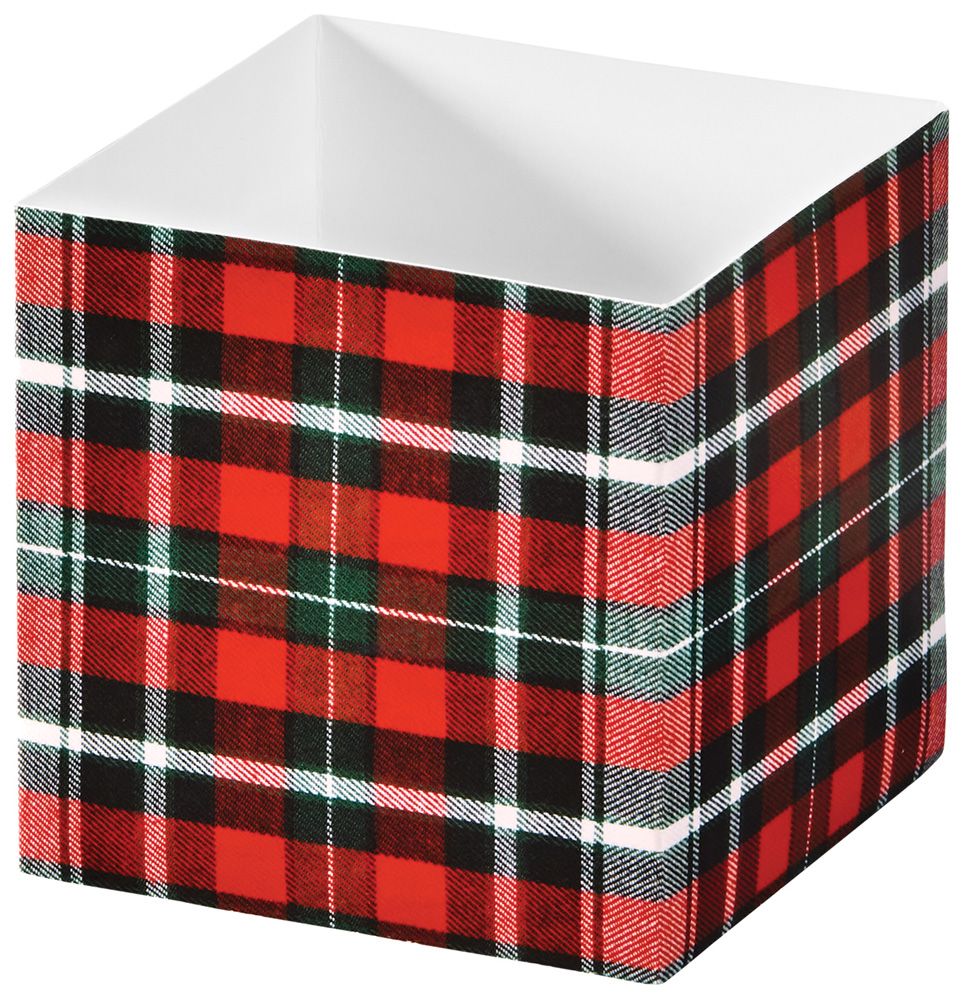 Christmas Plaid - Square Party Favor Gift Box - 3-3/4 x 3-3/4 x 3-3/4"