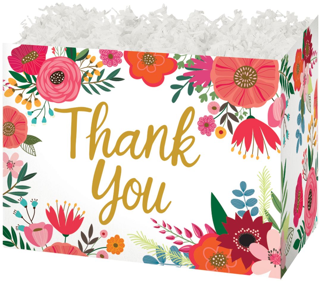 Thank You Flower - Basket Box - 6-3/4 x 4 x 5"