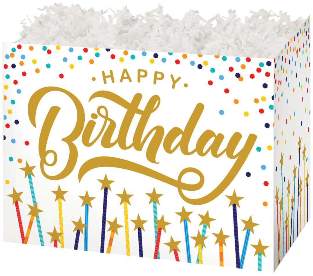 Happy Birthday Stars - Basket Box - 10-1/4 x 6 x 7-1/2"