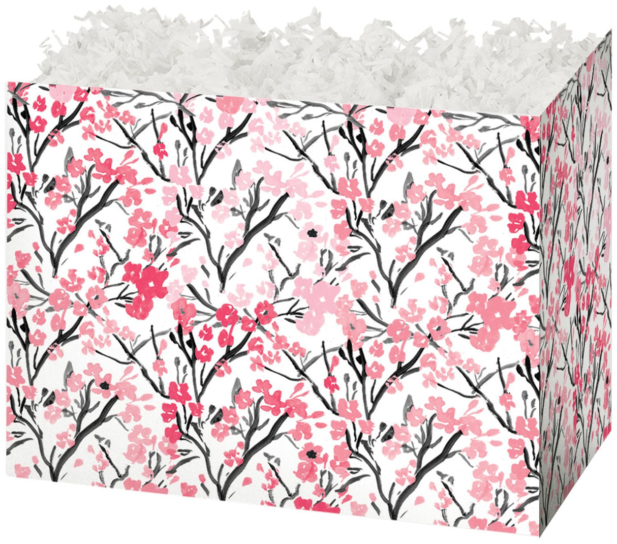 Pink Blossoms - Basket Box - 6-3/4 x 4 x 5"