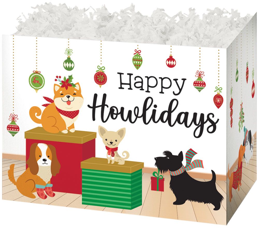 Happy Howlidays - Basket Box - 10-1/4 x 6 x 7-1/2"