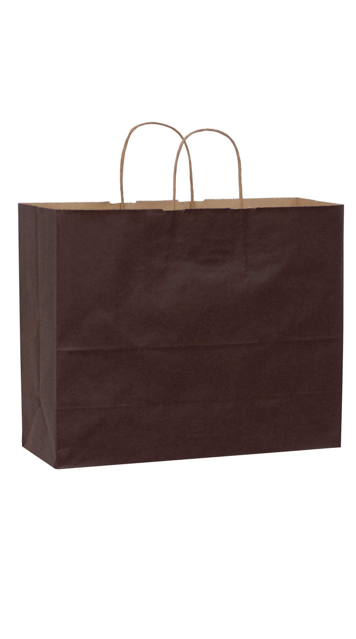 Chocolate shadow stripe matte shopping bag, 16 x 6 x 13"