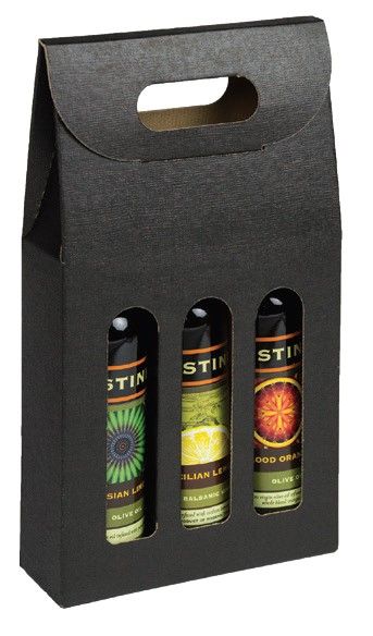 Black Embossed - 3 Bottle Carrier - 200 ml. - 6-5/8 x 2-1/8 x 12" (200ml)