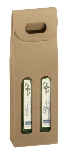 Natural Kraft - Smooth Finish - 2 Bottle Carrier - 375 ml. - 5-1/8 x 2-1/2 x 13-1/4" (375 ml)
