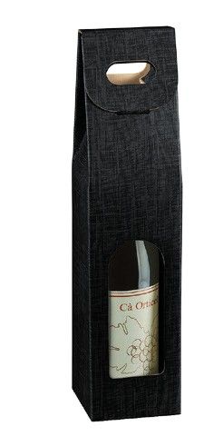 Black Embossed - 1 Bottle Carrier - 3-1/2 x 3-1/2 x 15"