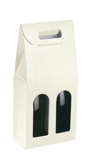 White Embossed (Bubble Texture) - 2 Bottle Carrier - 7-1/4 x 3-1/2 x 13-3/8"