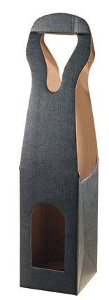 Black Embossed - 1 Bottle Carrier - 3-1/2 x 3-1/2 x 13"