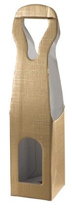 Matte Gold Embossed - Sculpted 1 Bottle Carrier - 3-1/2 x 3-1/2 x 13"