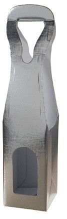 Silver Embossed - 1 Bottle Carrier - 3-1/2 x 3-1/2 x 13"