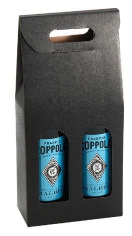 Black Embossed - 2 Bottle Carrier - 7 x 3-1/2 x 15-3/4"