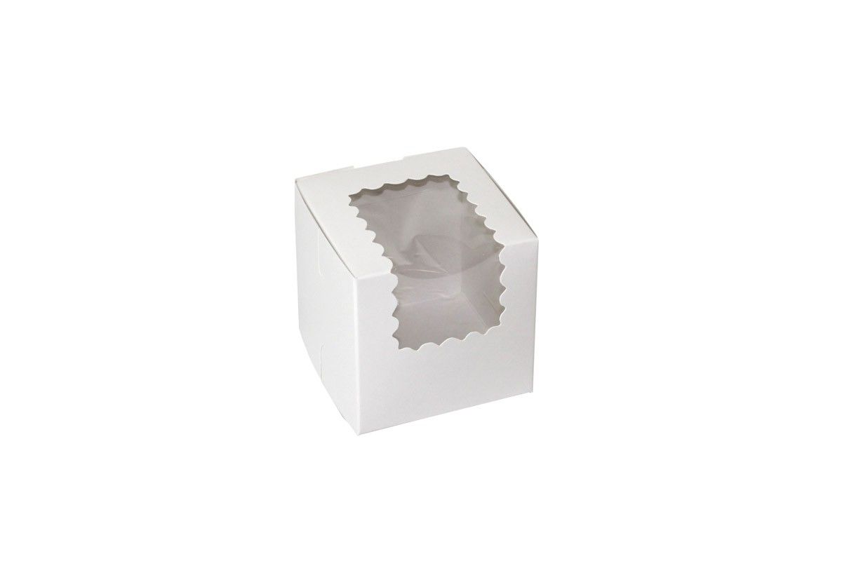 White - Window Cupcake/Bakery Box - 4 x 4 x 4"