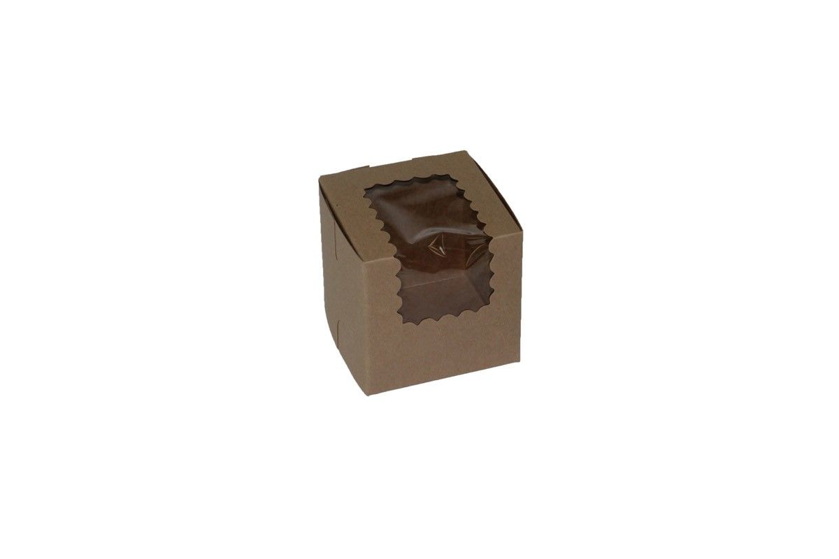 Kraft - Window Cupcake/Bakery Box - 4 x 4 x 4"