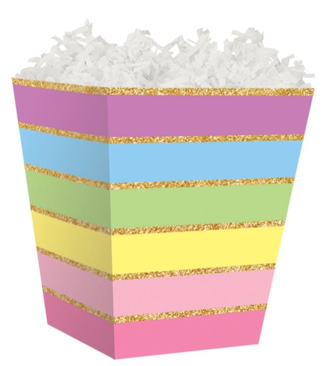 Rainbow Stripes - Sweet Treat Boxes - 4 x 4 x 4-1/2"