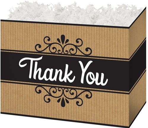 Thank You Kraft Stripes - Basket Box - 6-3/4 x 4 x 5"