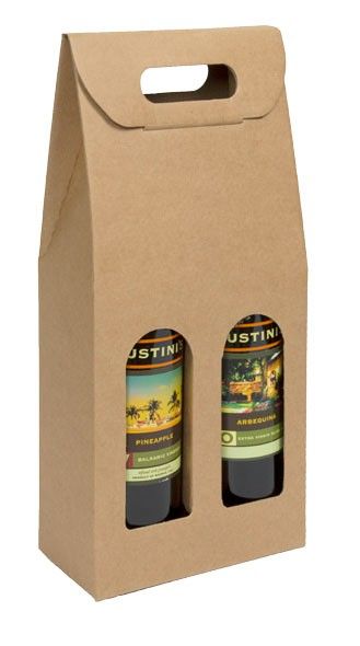 Natural Kraft (Smooth Finish) - 2 Bottle Carrier - 7 x 3-1/2 x 15-3/4"