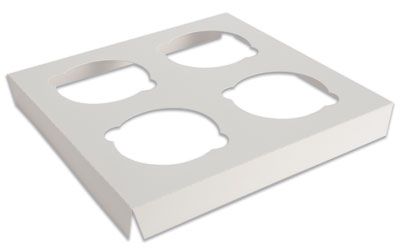 White - 4 Piece Cupcake Insert - 7-9/12 x 7-9/16" (2-1/2" Dia Cupcake)
