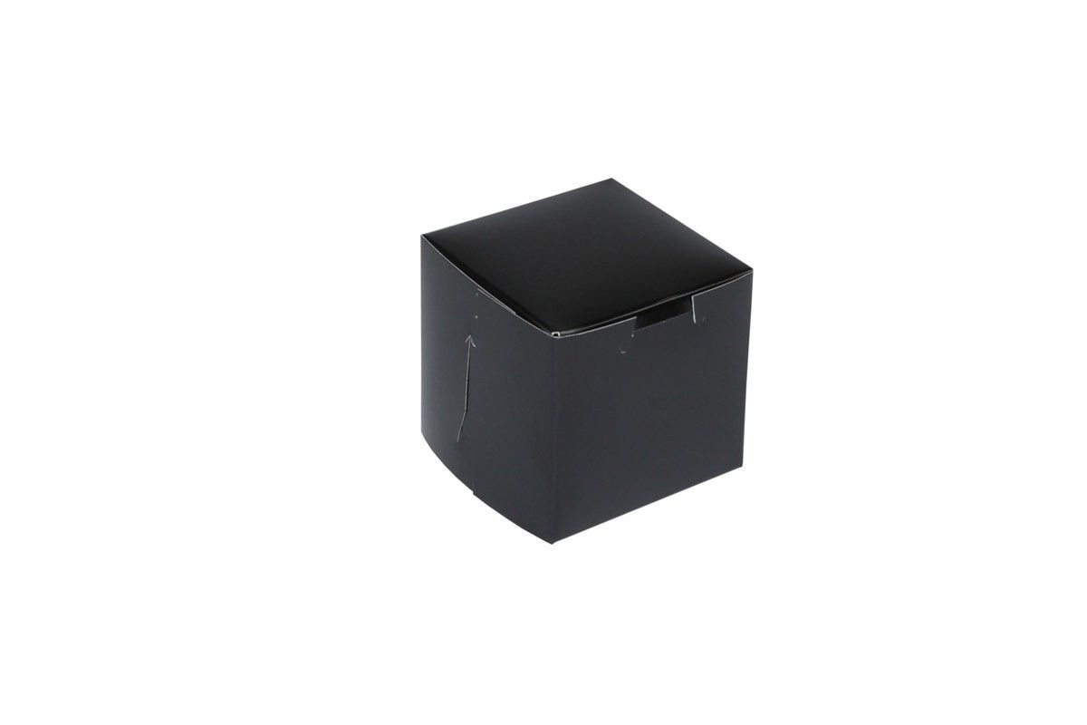 Gloss Black - Cupcake Box - 4 x 4 x 4"