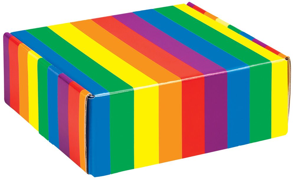 Rainbow Stripes - Decorative Mailer - 8 x 8 x 3"