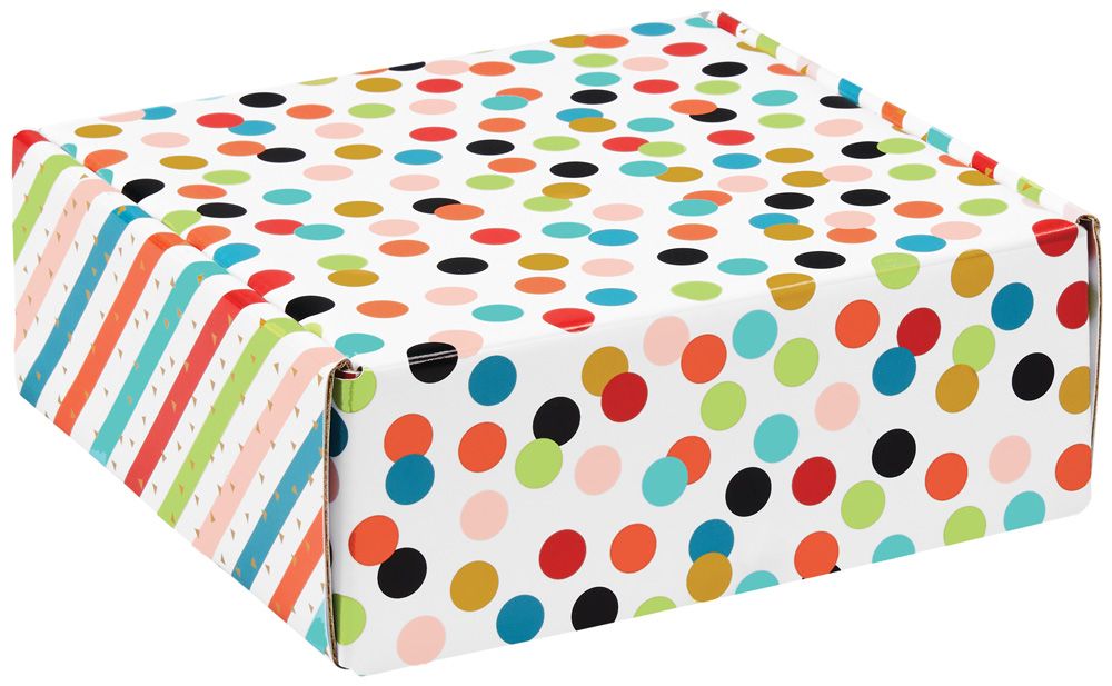 Dots & Stripes - Decorative Mailer - 8 x 8 x 3"