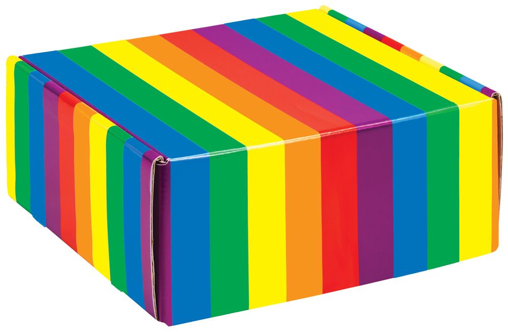Rainbow Stripes - Decorative Mailer - 9 x 9 x 4"