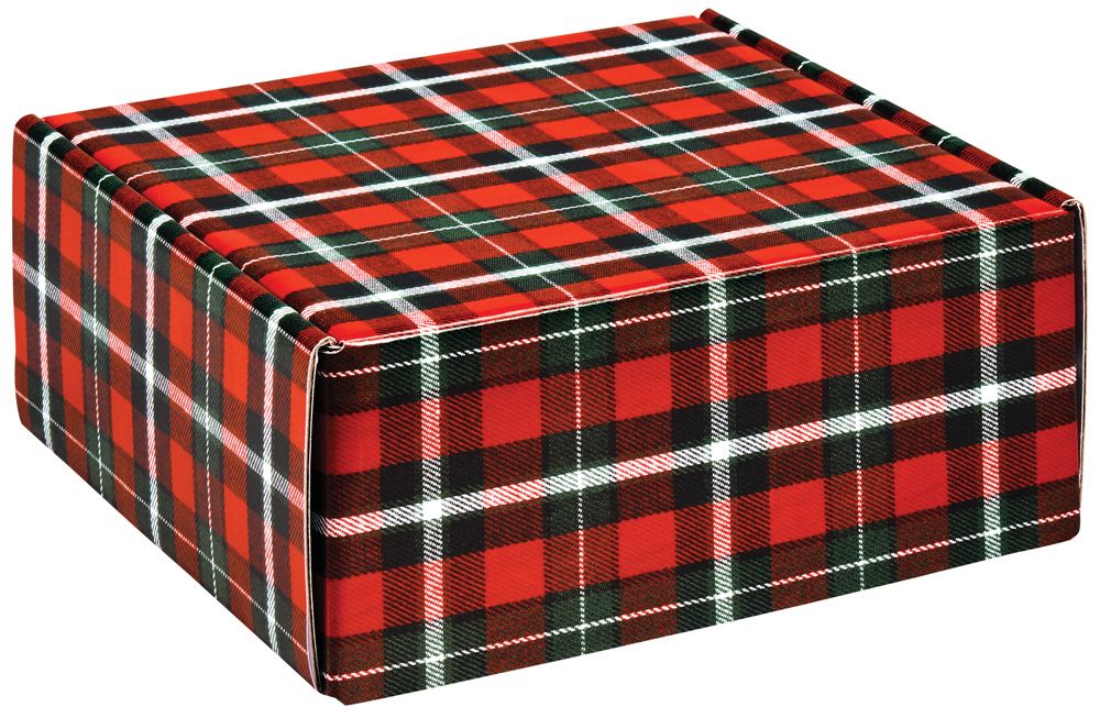 Christmas Plaid - Decorative Mailer - 9 x 9 x 4"
