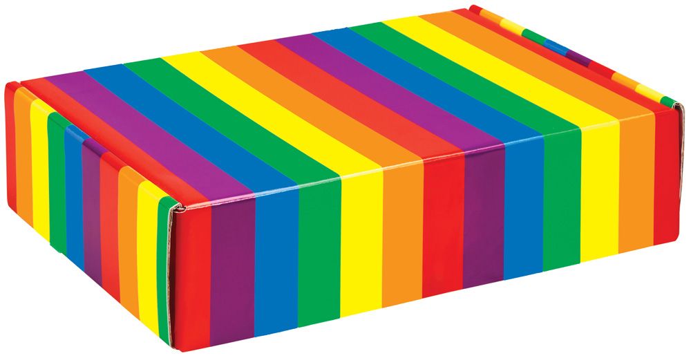 Rainbow Stripes - Decorative Mailer - 12 x 9 x 3"