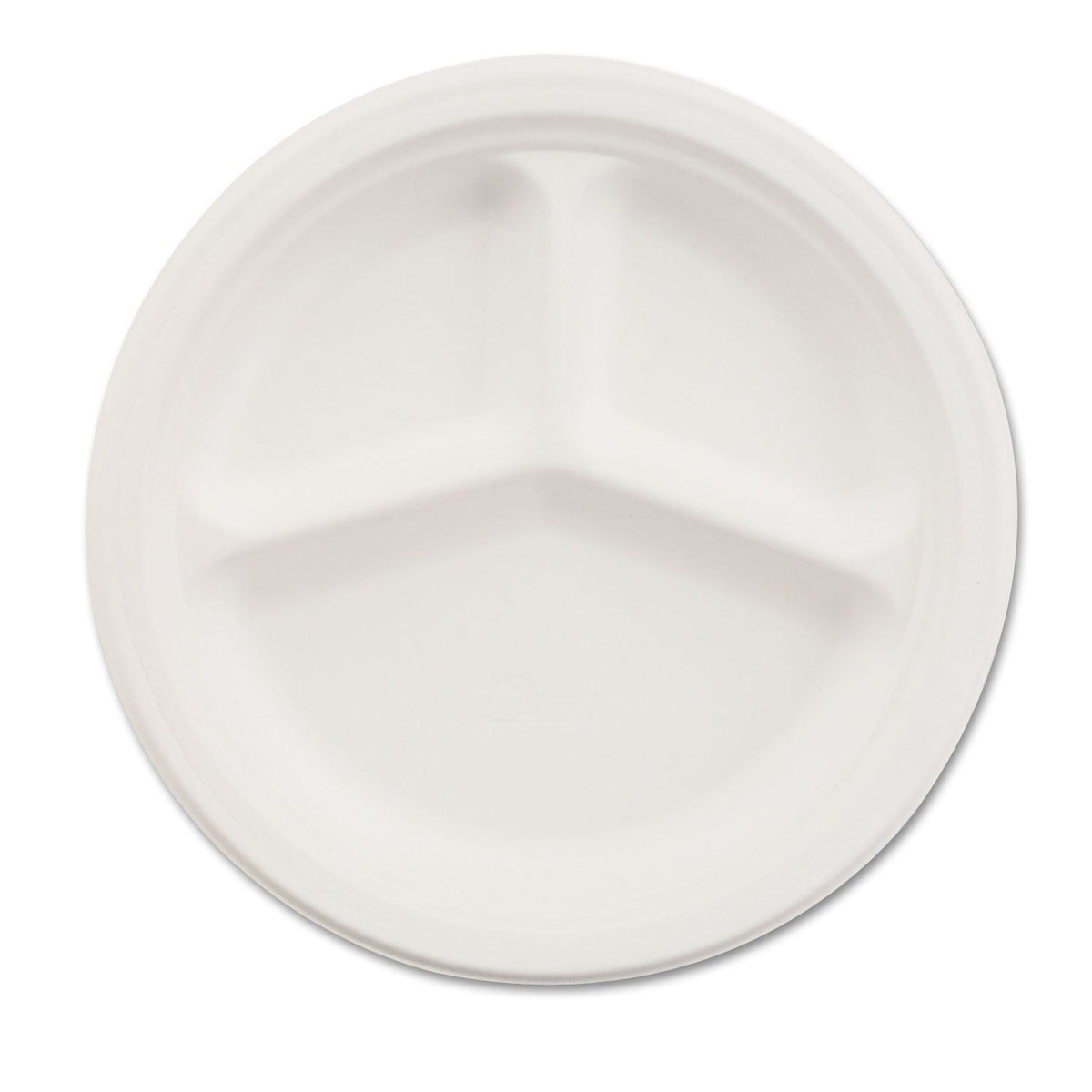 Chinet Paper Dinnerware, 3-Compartment Plate, 9.25" dia, White, 500/Carton