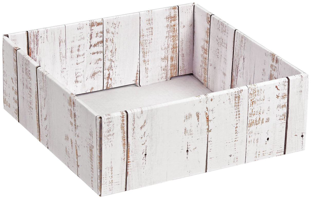 Distressed White Wood - Decorative Trays - 8 x 8 x 3"