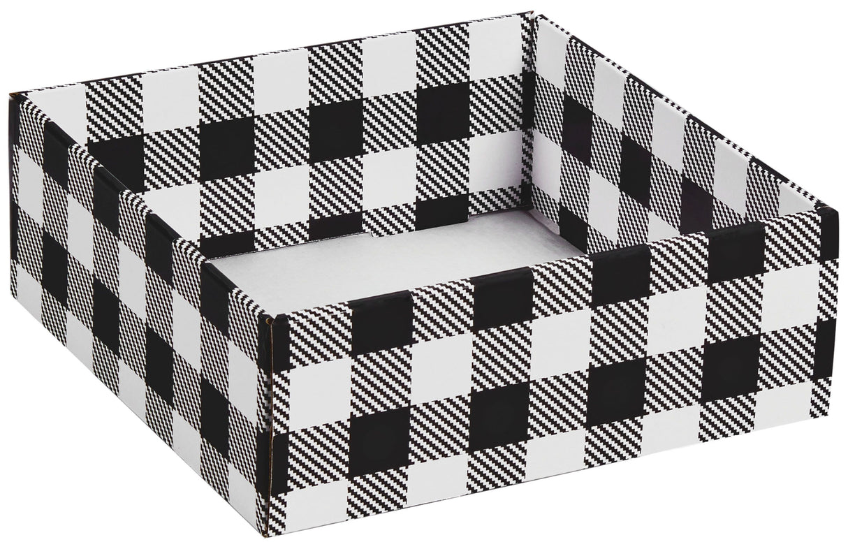 Black & White Plaid - Decorative Trays - 8 x 8 x 3"