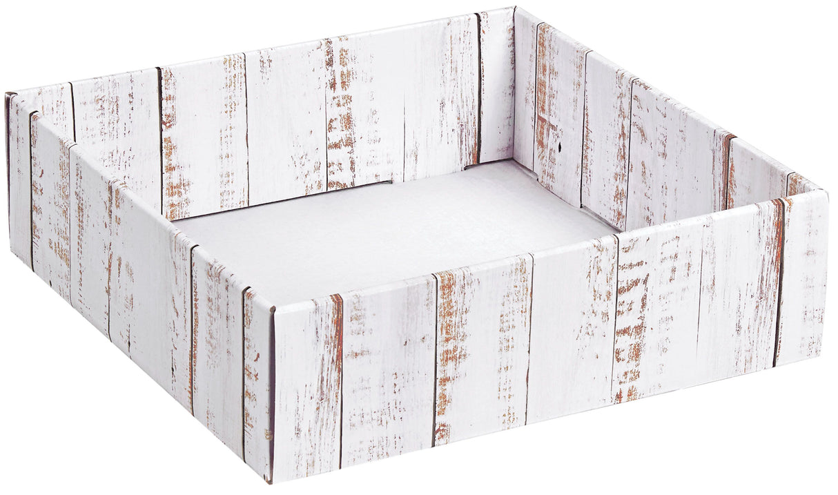 Distressed White Wood - Decorative Trays - 10 x 10 x 3"