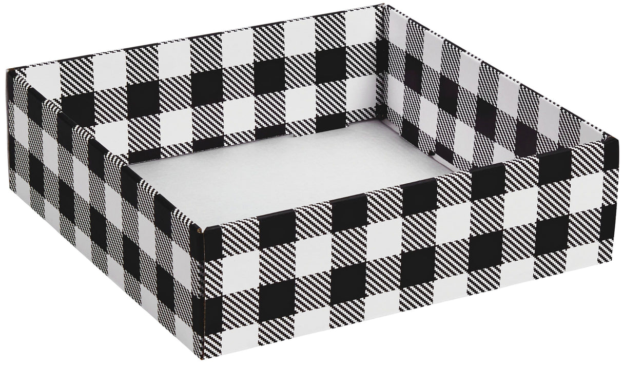 Black & White Plaid - Decorative Trays - 10 x 10 x 3"