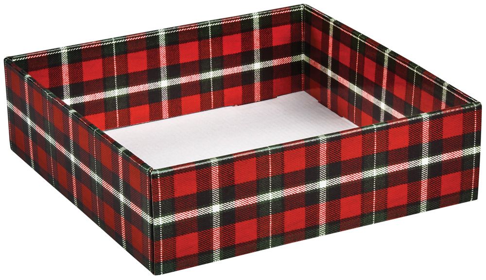 Christmas Plaid - Decorative Trays - 10 x 10 x 3"