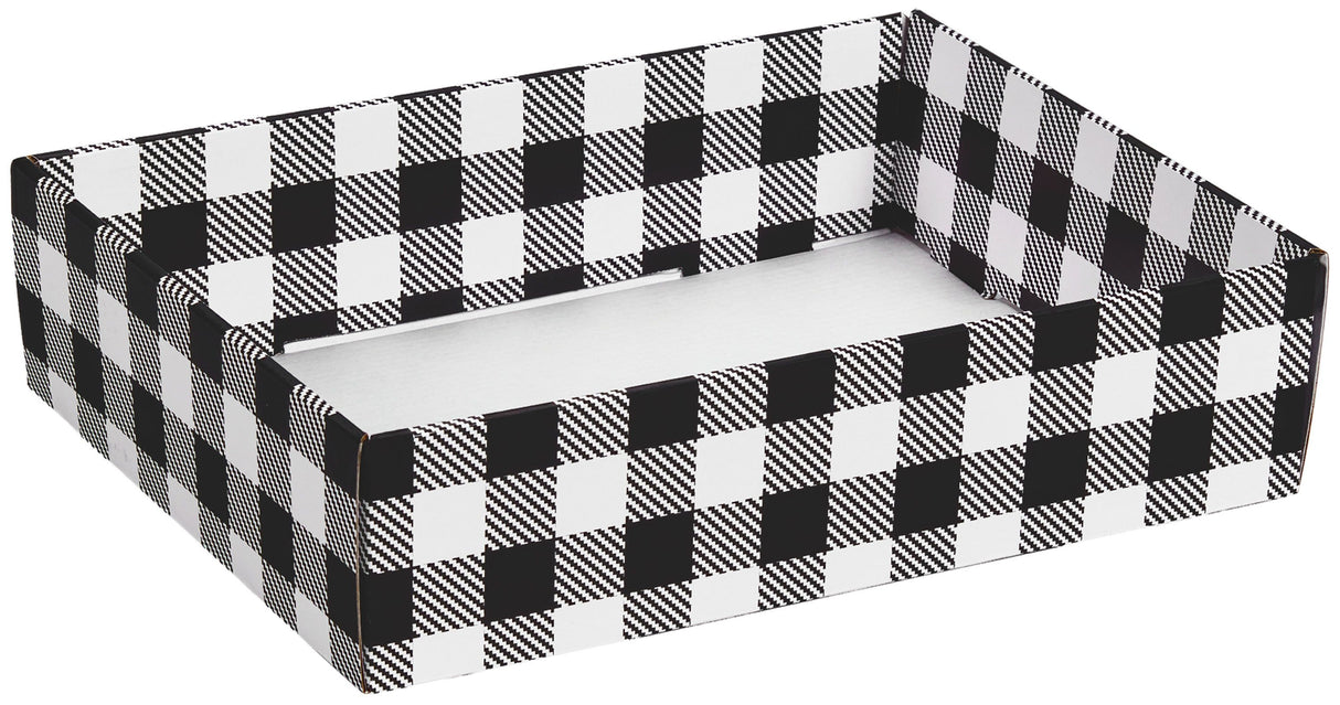 Black & White Plaid - Decorative Trays - 12 x 9 x 3"
