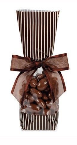 Brown/Cream Striped - Candy Bags - 2-5/8 x 1-7/8 x 10-3/4"