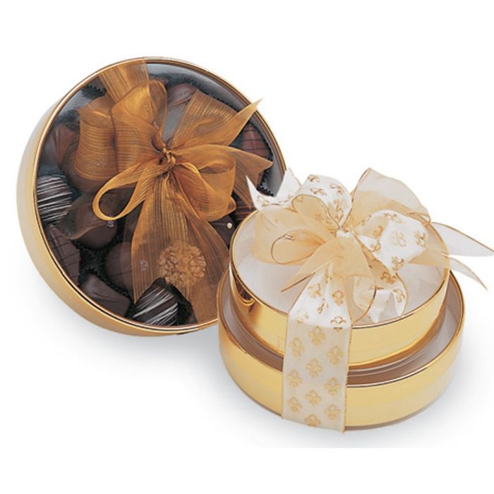 Gold (Clear Top) Round Candy Box