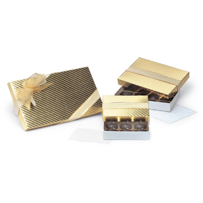 Gold Foil Stripe Set Up Chocolate Boxes