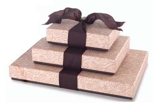 Taupe Swirl - Rectangle Set Up Candy Box - (12 Pc.) 6-3/8 x 4-3/4 x 1-3/16"