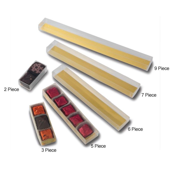 Shallow Artisan Clear Rectangle Boxes w/ Gold Bottom