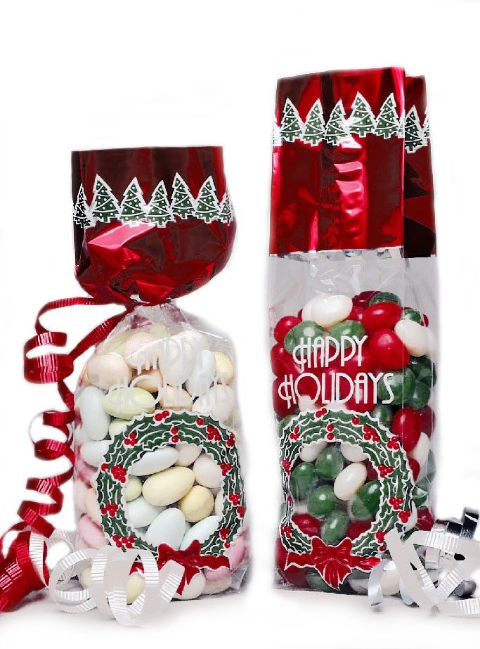 Christmas Wreath - Stand Up Candy Bag - (1/2 lb) 2-1/4 x 1-7/8 x 9-1/2"