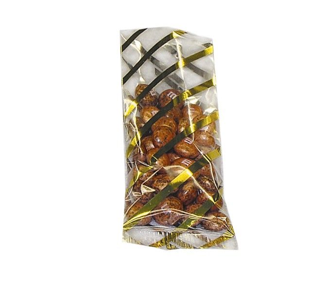 Diagonal Stripe Gold - Flat Foil Accent Candy Bag - 2-1/4 x 4"