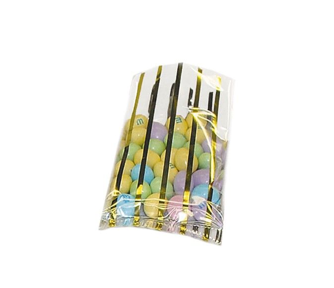 Vertical Stripe Gold - Flat Foil Accent Candy Bag - 3 x 4"